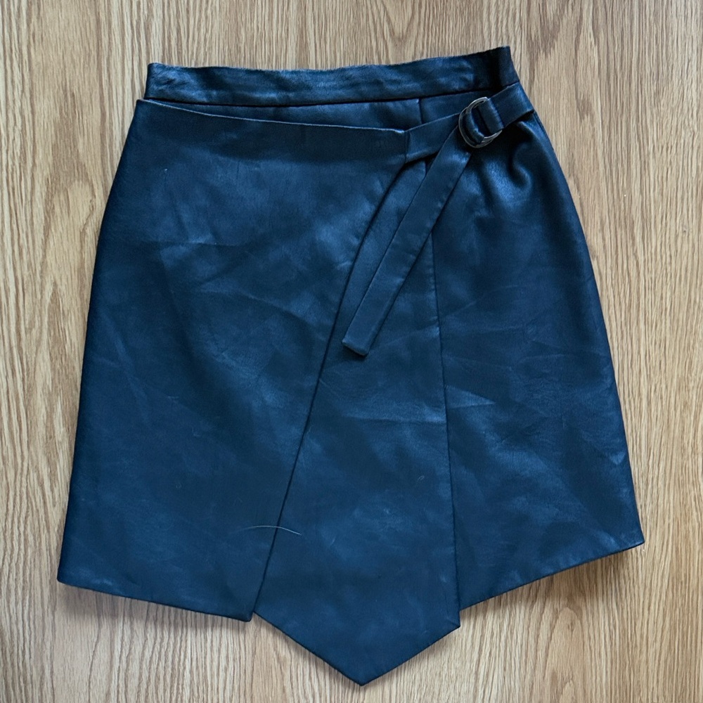 BCBGMaxAzria Black Asymmetrical Wrap Skirt